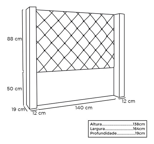 Cabeceira Para Cama Box Casal 140 Vicenza Linho Rústico Cor Cinza Claro