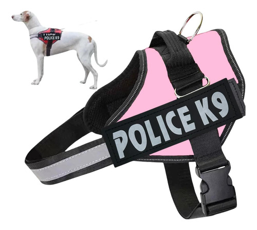 Coleira Peitoral Para Cães Grande Médio Porte Guia K9 Police Cor Rosa-claro