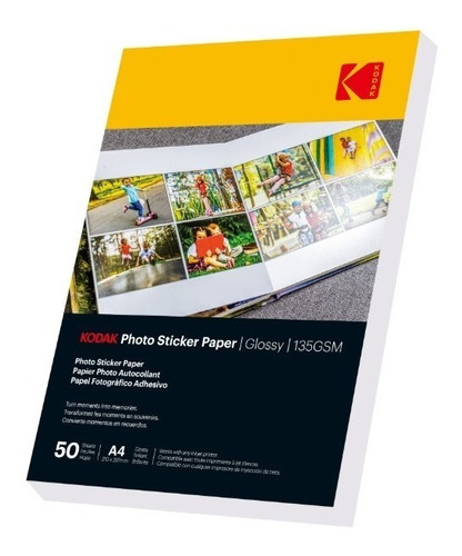 Papel Kodak Foto Brillo Autoadhesivo A4 135gr X 50h Pa-ko-aa