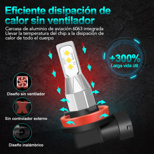 2 Faros Antiniebla Led H11 H8 Para Toyota Corolla 2009-2016