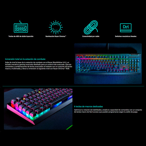 Teclado Gamer Razer Blackwidow V4 X Yellow Switch Español