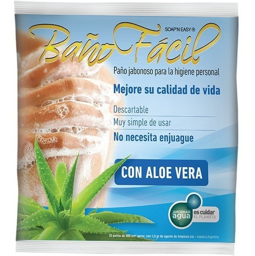 Baño Fácil Aloe Vera Paño Jabonoso Por 10 U Sin Enjuague
