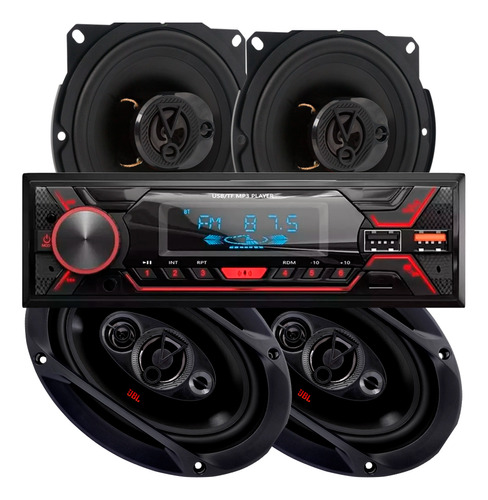 Stereo Bt Mp3 Xline 720s + Parlantes Jbl Flex 5 + 6x9 Flex