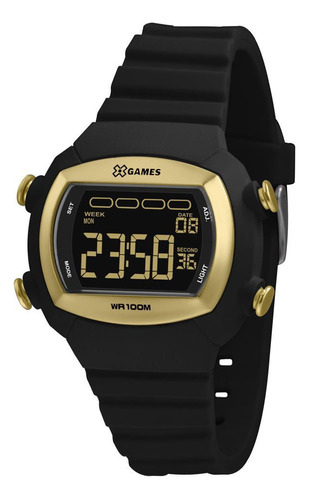 Relógio Digital Feminino X-games Xlppd052 Pxpx Preto/dourado