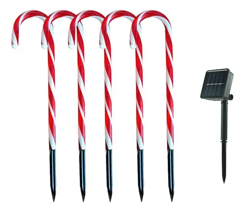 comprar Set 5 Bastones De Navidad Luces Solares Navidad Jardin Hogar