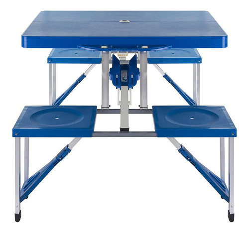 Mesa Plegable Azul Con Asientos Tipo Maleta
