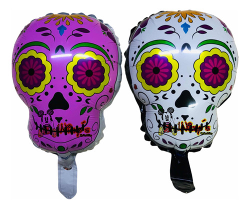 10 Globo Calaverita De 33x28cm Halloween O Dia De Muertos 