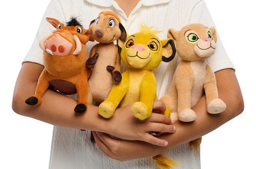 Peluches 4 Pack, Rey León, Simba, Nala, Timón, Pumba.