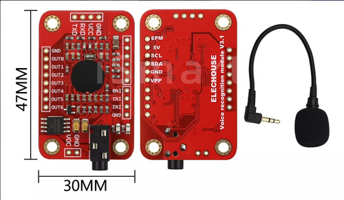 Tecneu Modulo De Reconocimiento De Comandos de Voz Elechouse V3.0 Uart Gpio Pic