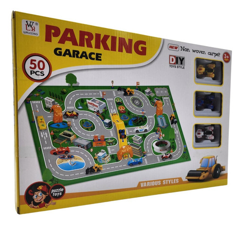 Juego Alfombra Para Niños Parking Garage Para Autitos 50 Pcs
