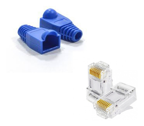 Plug Rj 45 + Protector De Plug Rj X 100 Unidades