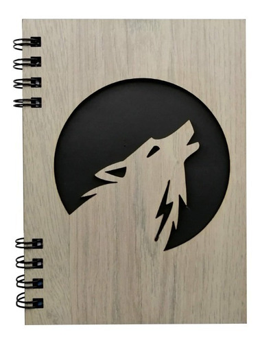 Cuaderno Lobo  Personalizado Con Nombre 19x14cm Mdf