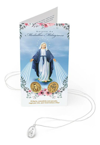 Colar Novena Da Medalha Milagrosa Prateado