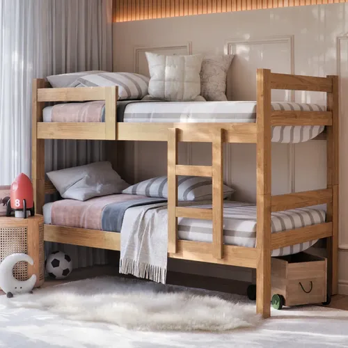 Beliche Cama Solteiro Ibiza com Escada E Grade Proteção 2 em 1 - foto 1