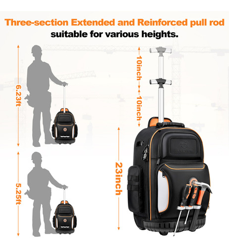 Mochila Para Herramientas De Alta Resistencia Con Bolsa De E Color Negro