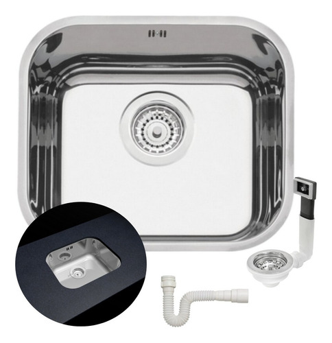 Cuba Inox 40x34x17 Tramontina Pia Alto Brilho Lavínia Escape Cor Inox Alto Brilho