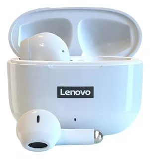 Fone De Ouvido Bluetooth Lp40 Pro Lenovo Cor Branco Luz Azul-celeste