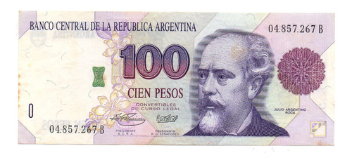 Billete 100 Convertible 1º Diseño Bot 3077 Fernandez Menem