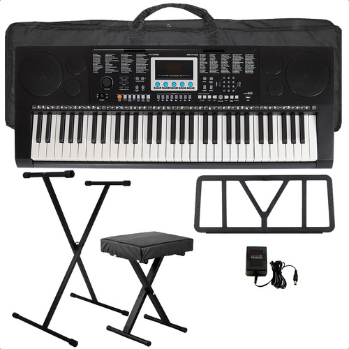 Organo Teclado 61 Teclas Piano Usb Banqueta Soporte Funda