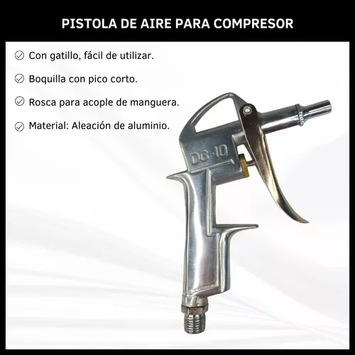 Pistola De Aire Para Compresor Sopletear Pico Corto