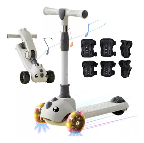Huozhe Scooter Monopatín De Pie Plegable Para Niños 2-14 Años Color Blanco Usop