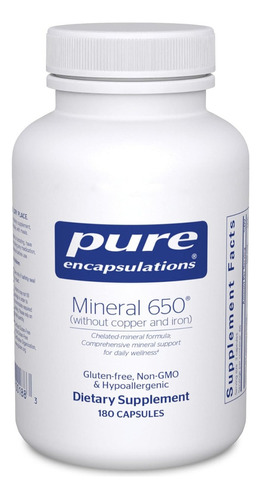 Minerales 650 Sin Cobre Pure Encapsulations 180 Cápsulas