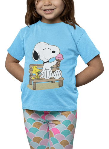 Polera Niña Snoopy Charlie Brown Helado Estampado Algodon