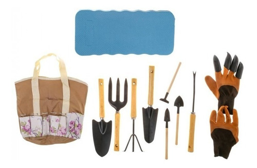 Set De Jardineria Kit Completo 10 Piezas Con Bolso 