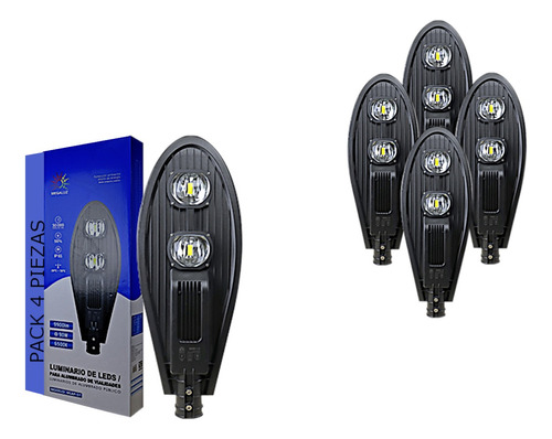 Lampara Led 90w Luminaria Suburbana 9900lm Fotocelda 4 Pzas