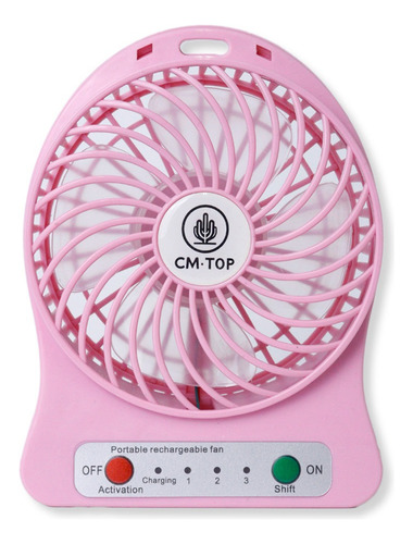 Mini Ventilador Recargableusb De Escritorio De 3 Velocidades 10 Cm 60hz Rosa Transparentes Plástico 3