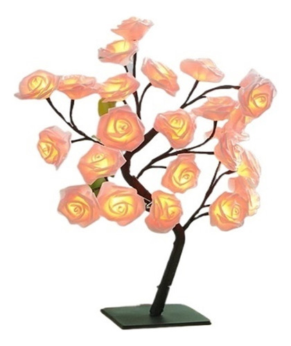 Luz De Noche De Rosa Con Luz De Árbol De Flor De Cerezo Led