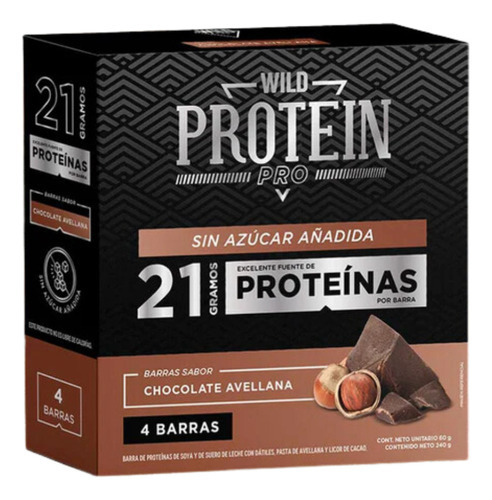 Barra Wild Protein Suplemento Chocolate Avellana- 4 Unidades