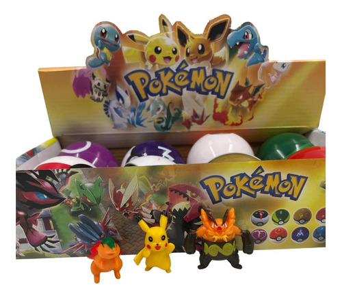 Caja De  8 Pokebolas Grandes+pokemon  Coleccionables 