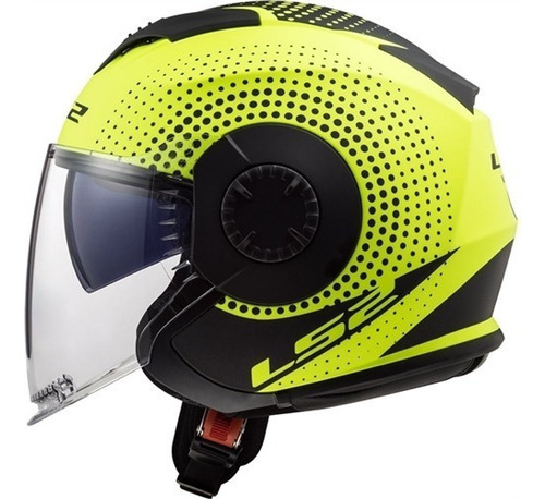 Capacete Ls2 Of570 Verso Spin Loja Cor Preto/Amarelo Tamanho do capacete 55-56