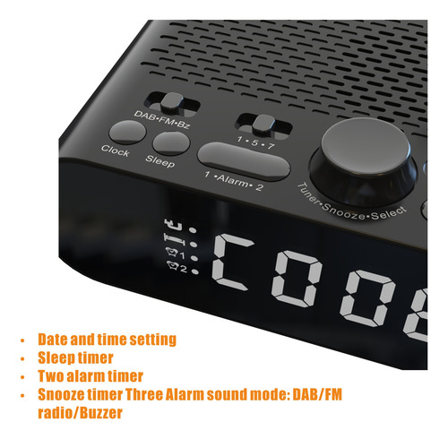 Unidad De Reloj Recargable Con Altavoz Dab/fm