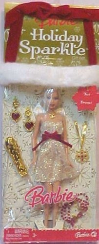 Holiday Sparkle Barbie Doll Giftset Blonde Gold-red