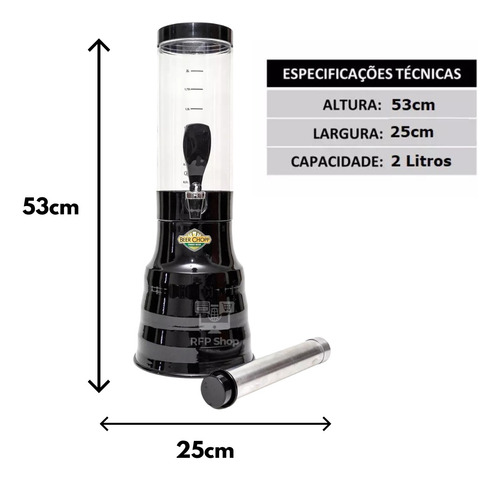 Torre Portatil De Chopp Base Giratória 2 Litros+ 2 Refis