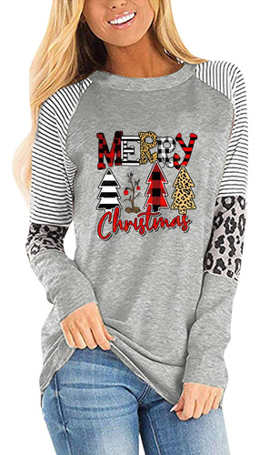 Tops Para Mujer Arbol Navidad Sudadera Casual O Cuello Manga