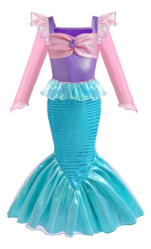 Vestido De Fiesta De Sirena Para Niña  Disfraz De Cola De Si