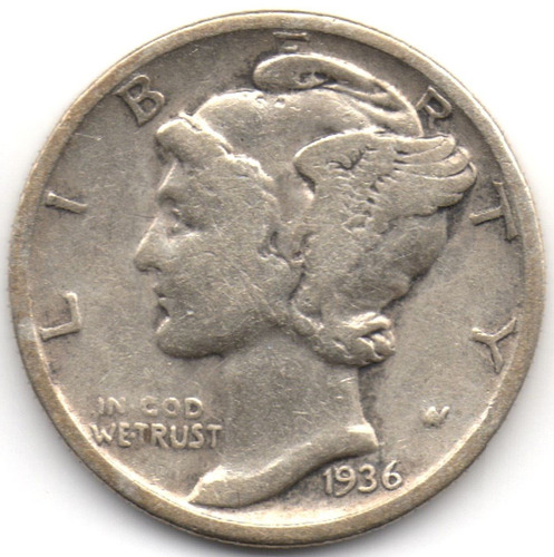 Estados Unidos 1 Dime 1936 Plata 0,900
