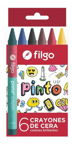 Crayones Filgo Pinto De Cera Escolares 1 Caja X6 Colores