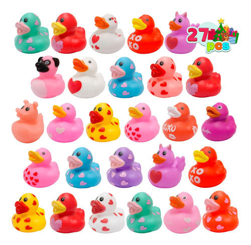 27 Pcs Valentines Day Gifts Pink Rubber Ducks Baby Showers A