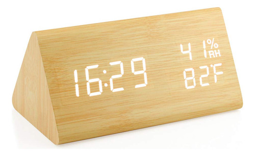 Oct17 Reloj Despertador De Madera, Reloj Digital Led Intelig