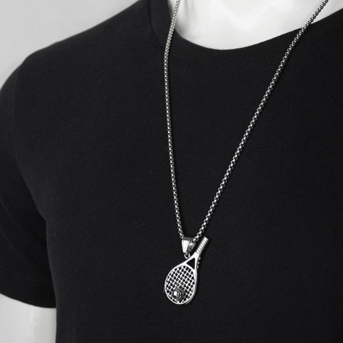 Collar Con Colgante De Raqueta De Tenis Para Hombres Y Mujer