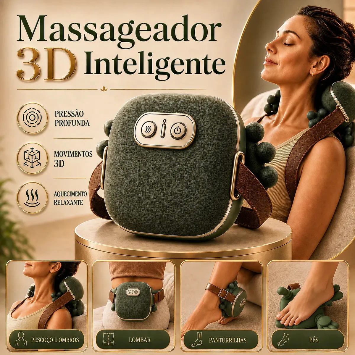 Massageador Pescoço  Ombro Mãozinha 3D Elétrico Com Aquecimento Recarregável Maozinha Portátil Relaxante Corporal Compacto ​e Prático Usar em casa ou Trabalho Cervical  - DOK MEDICAL SUPPLIES