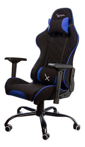 Imagen 2 de 3 de Silla de escritorio Xzeal XZ25 gamer ergonómica negra y azul con tapizado de tela