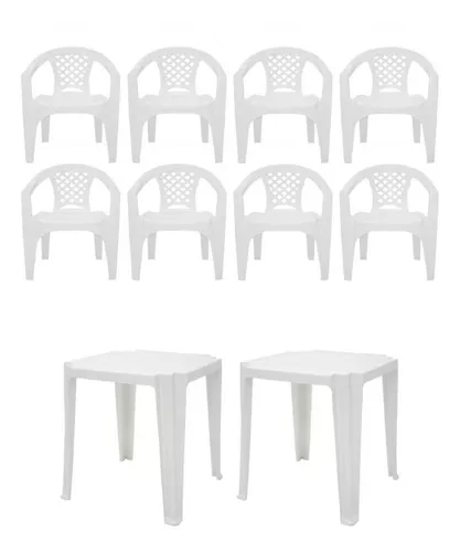 Conjunto de mesa com 4 cadeiras plásticas - Atlântida - Tambaú - Tramontina