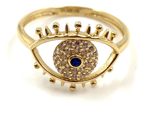 Anillo Para Dama Oro Amarillo 14 K 1.6 Gr  Ojo  Con Circonia