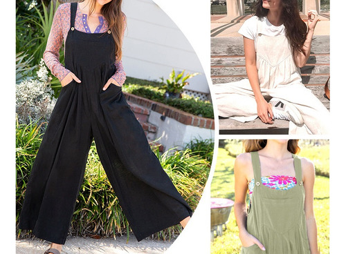 Monos Plus Con Overoles Para Mujer, Talla Ancha, Sin Mangas