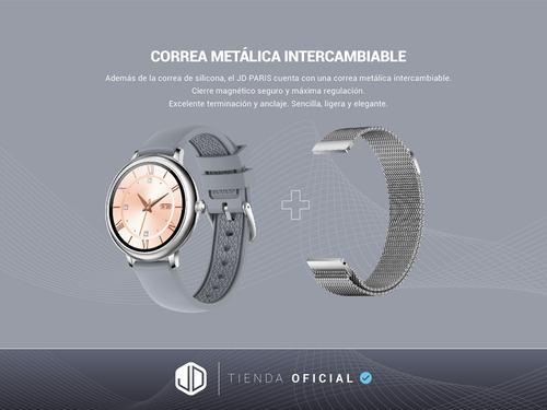 Smartwatch Reloj Inteligente Jd Paris Plata + Malla +cuota-*